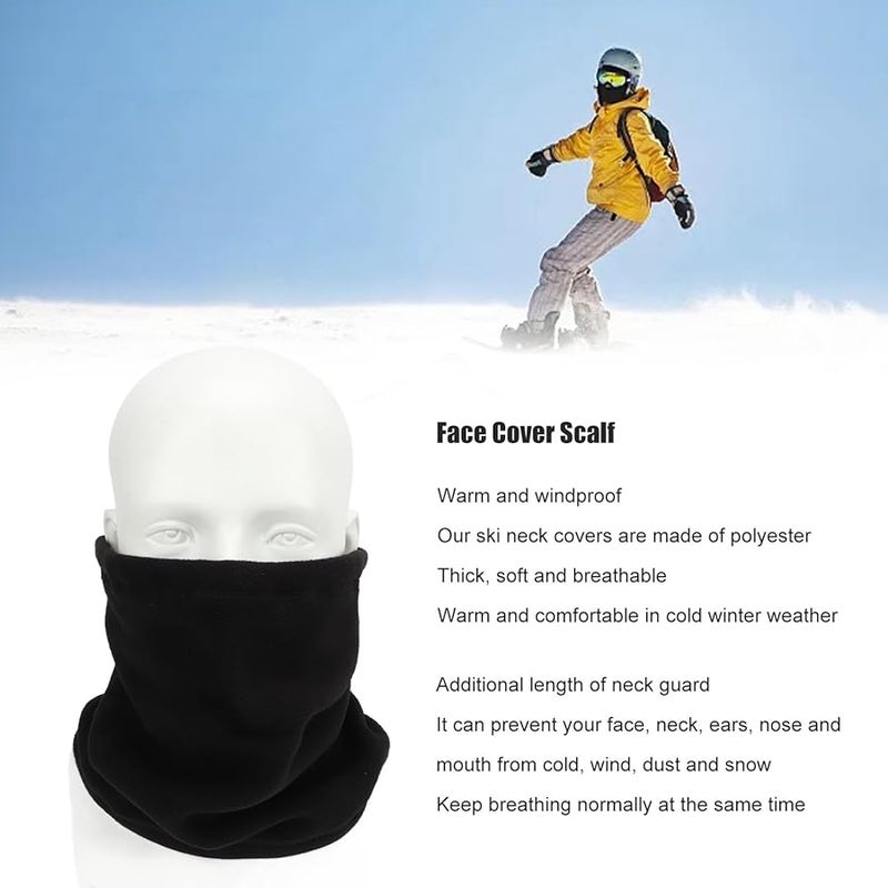 Winter Ski Neck Gaiter Set 6 Pieces Unisex Windproof Thermal Face Scarf Black - Image 3